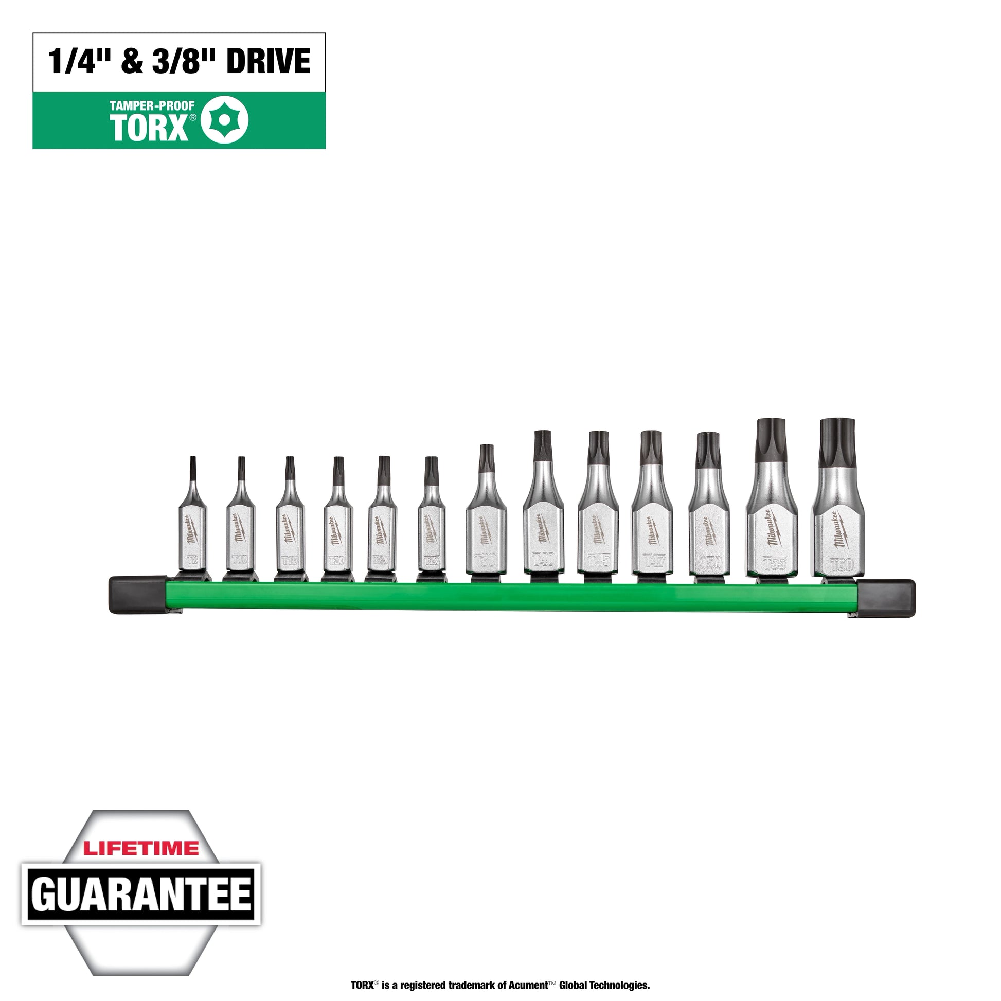 Milwaukee 13 pc 1/4” and 3/8” Drive Tamper Proof TORX® Bit Socket Set — 48-22-9535