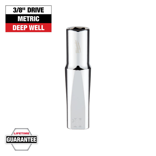 Milwaukee 3/8" Drive 10mm Metric Deep Socket with FOUR FLAT™ Sides — 45-34-0010