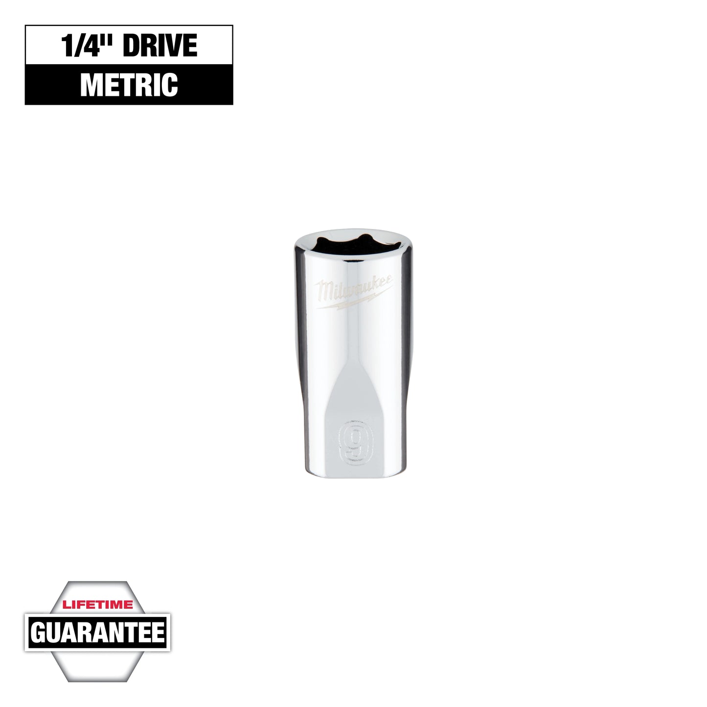 Milwaukee 1/4" Drive 9mm Metric Socket with FOUR FLAT™ Sides — 45-34-9035