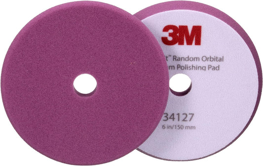 3M™ Perfect-It™ 34127 Random Orbital Polishing Pad, 6 in Dia, Fine, Hook and Loop Attachment, Foam Pad, Purple