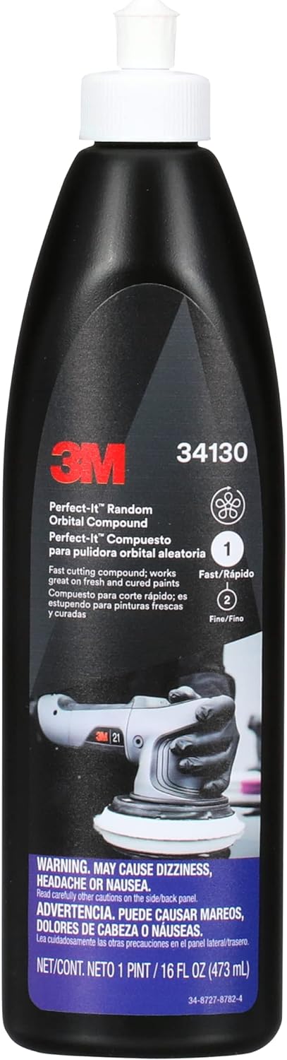 3M™ Perfect-It™ 34130 Random Orbital Compound, 1 pint Bottle, Liquid, White