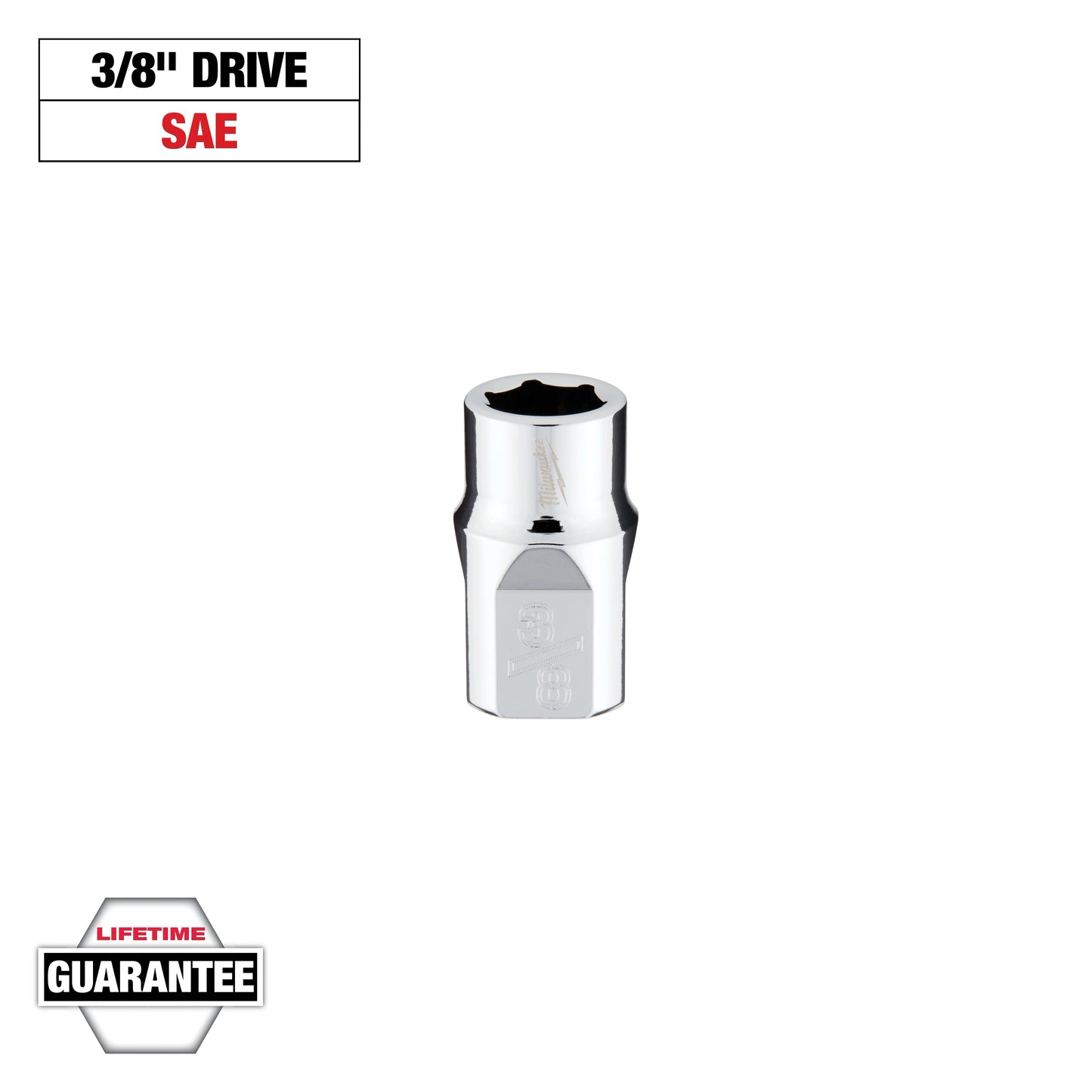 Milwaukee 3/8" Drive 3/8" SAE Socket with FOUR FLAT™ Sides — 45-34-9062