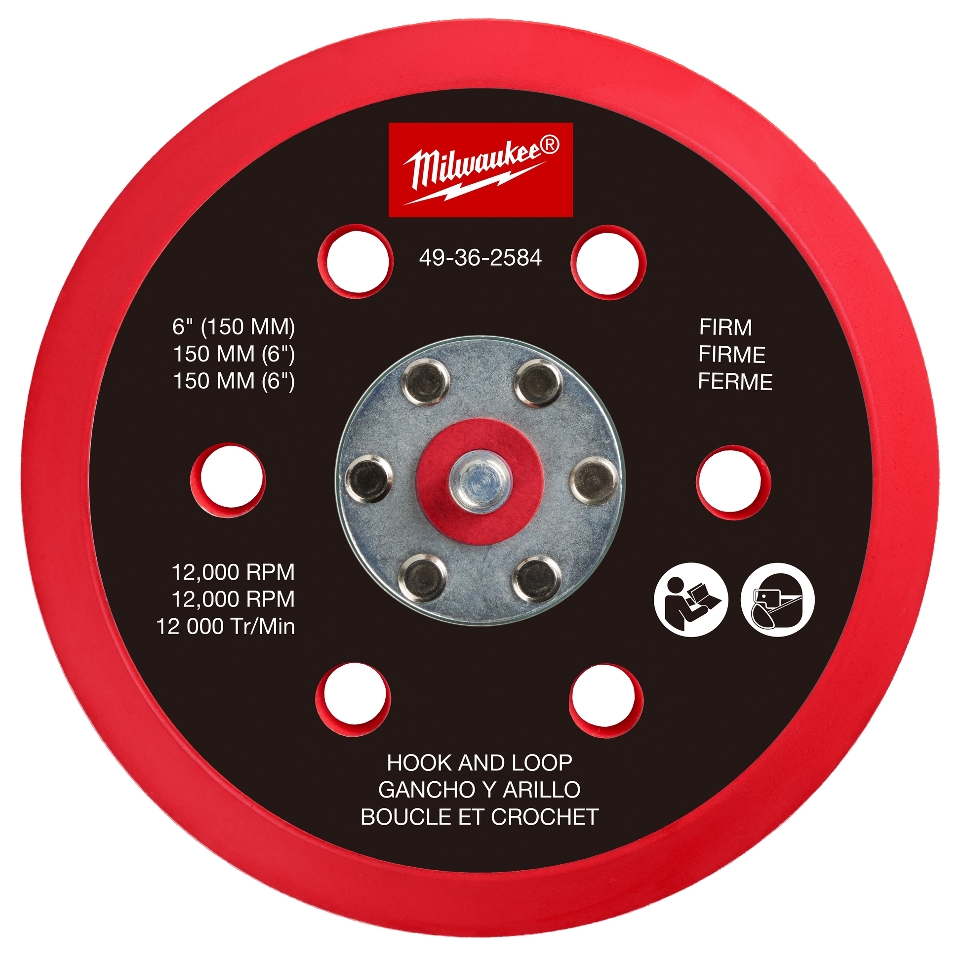 Milwaukee 6" Hook and Loop Sander Backing Pad - Firm — 49-36-2584