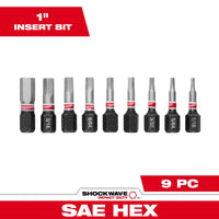 Milwaukee 9 PC SHOCKWAVE™ Impact Duty 1" Hex Insert Bit Set — 48-32-4616
