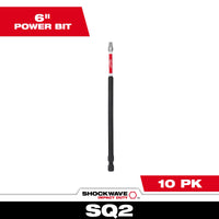 Milwaukee SHOCKWAVE™ Impact Duty 6" Square Recess #2 Power Bits Bulk 10 — 48-32-4815