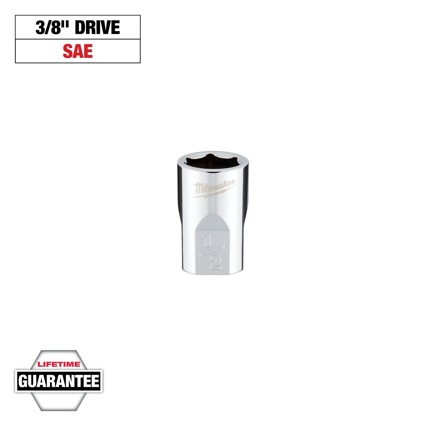 Milwaukee 3/8" Drive 1/2" SAE Socket with FOUR FLAT™ Sides — 45-34-9064