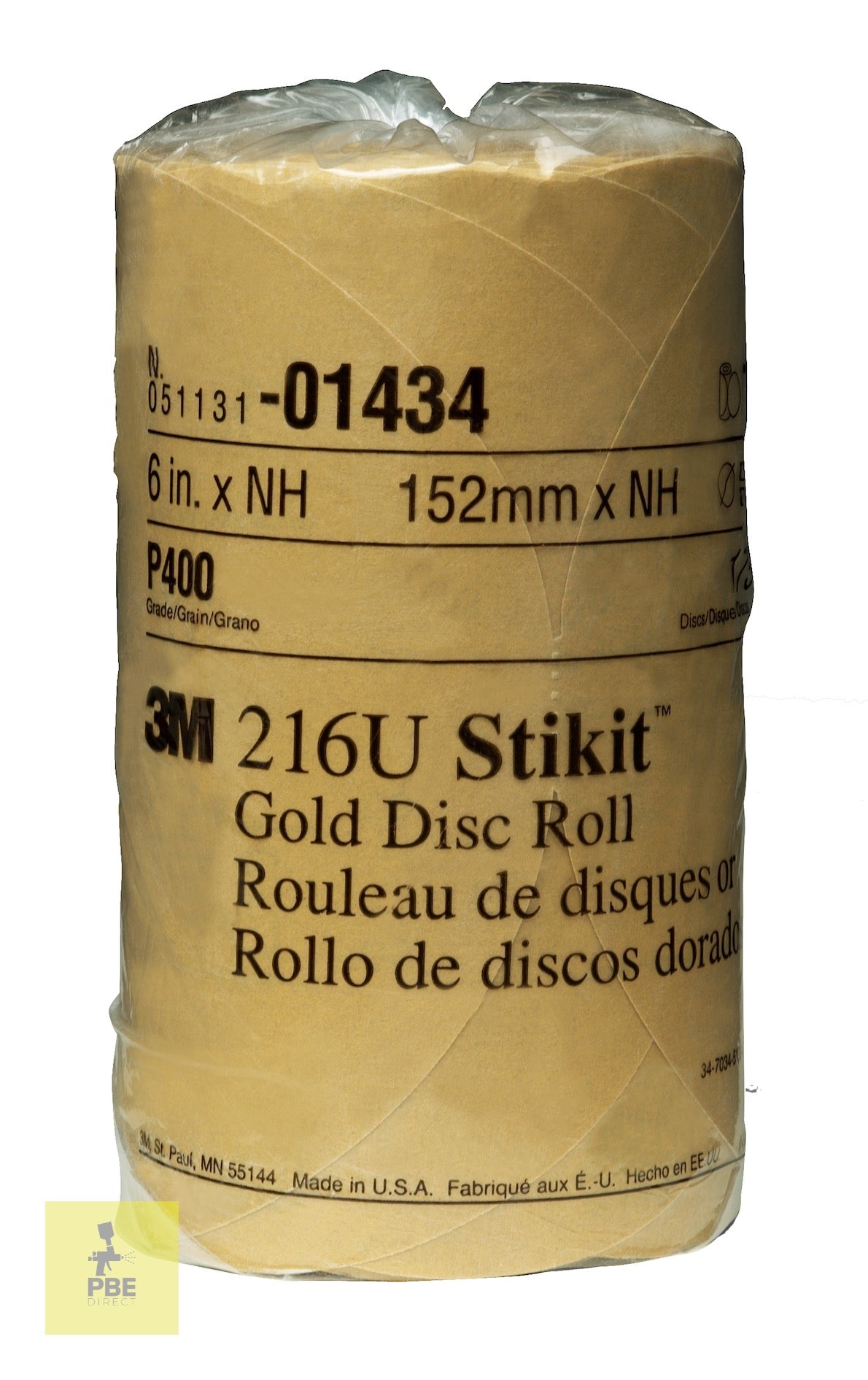 3M™ Stikit™ Gold Disc Roll, 01434, 6 in, P400, 175 discs per roll