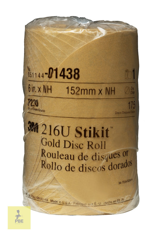 3M™ Stikit™ Gold Disc Roll, 01438, 6 in, P220, 175 discs per roll