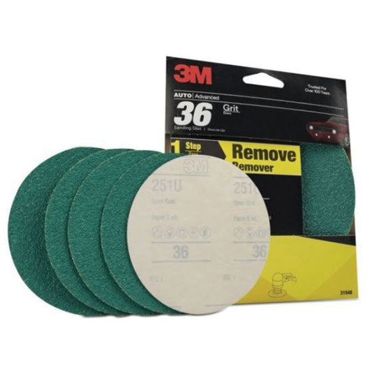 3M Green Corps™ 31548 Abrasive Disc, 6 in Dia, 36 Grit, PSA, Green - part 31548
