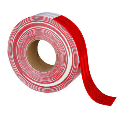 3M™ Diamond Grade™ Conspicuity Markings 983-32, Red/White, 67636, 2 in x 50 yd, kiss-cut every 18 in