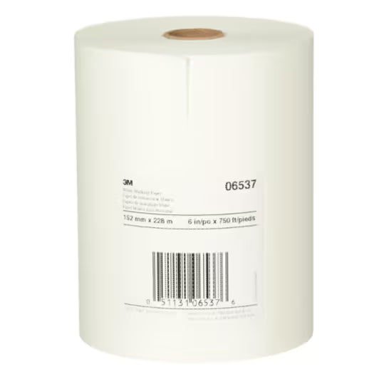 3M™ White Masking Paper, 06537, 6 in x 750 ft, 6 per case
