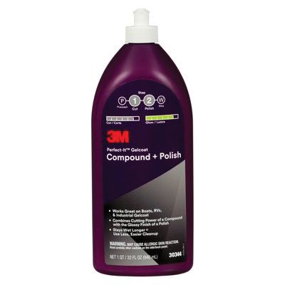 3M Perfect-It™ 30344 Gelcoat Compound + Polish, 1 qt Bottle, White, Liquid - part 30344