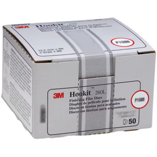 3M™ Hookit™ Finishing Film Abrasive Disc 260L 00908, 3 in, P1200, 50 Discs/Carton, 4 Cartons/Case