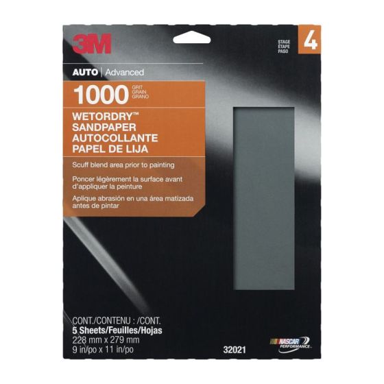 3M Wetordry™ 32021 Sandpaper, 9 in W x 11 in L, 1000 Grit, Aluminum Oxide Abrasive, Gray, Wet/Dry - part 32021