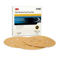 3M 01090 216U Series Dust Free Abrasive Disc, 6 in Dia, P800 Grit, Hook and Loop, Gold - part 01090