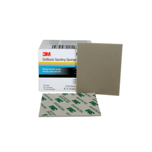 3M™ Softback Sanding Sponge 02600, 115 mm x 140 mm (4 1/2 in x 5 1/2 in), Microfine, 20 sponges/Pack, 6 Packs/Case