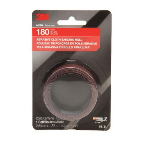 3M 03131 Sanding Roll, 1 in W x 6 ft L, P180 Grit, Fine Grade, Aluminum Oxide Abrasive, Black - part 03131
