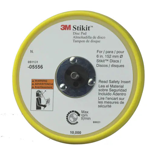 3M™ Stikit™ Low Profile Abrasive Disc Back-up Pad 05556, 6 in x 3/8 in x 5/16-24 External, 10/Case