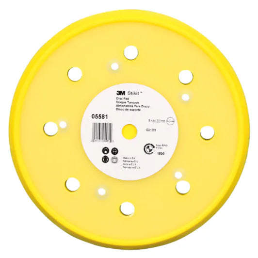 3M™ Stikit™ Abrasive Disc Back-up Pad 05581, Dust Free, 8 in, 1/Case