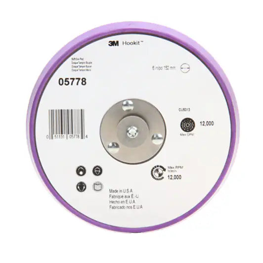 3M™ Hookit™ Painter's Abrasive Disc Back-up Pad 05778, 6 in, 10/Case