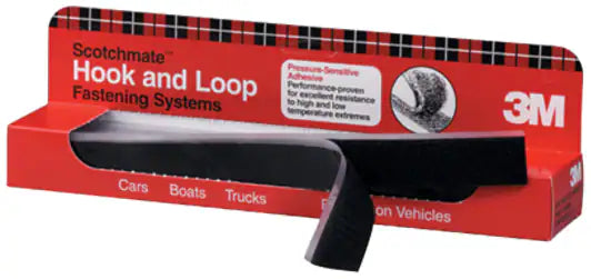 3M™ Hook/Loop Fastener SJ3571/SJ3572, Black, 1 in x 12 in, mated strips, (12 Strip/Carton, 6 Carton/Case) 72 Each/Case