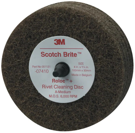 Scotch-Brite™ Rivet Cleaning Disc 07410, 4 in x 1-1/4 in A MED, 10 ea/Case