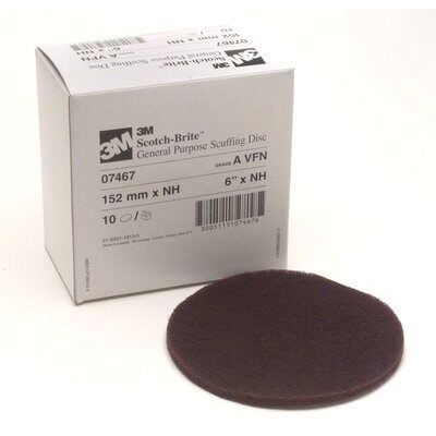 3M Scotch-Brite™ 07467 No-Hole Scuffing Disc, 6 in, Very Fine Grade, Aluminum Oxide, Maroon - part 07467