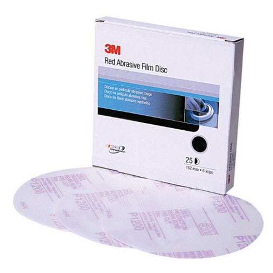 3M 01103 260L Series Resin Bonded Abrasive Disc, 6 in Dia, P1200 Grit, PSA, Red/White - part 1103