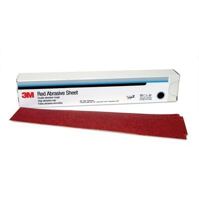 3M 01177 316U Series Abrasive Sheet, 2-3/4 in W x 16-1/2 in L, P320 Grit, Medium Grade, Red, Dry - part 1177
