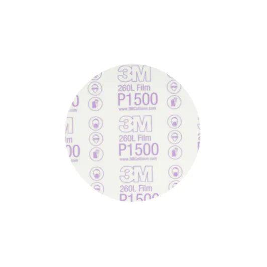 3M™ Hookit™ Red Finishing Film Abrasive Disc 260L 01184, 6 in, P1500, 25 Discs/Carton, 4 Cartons/Case