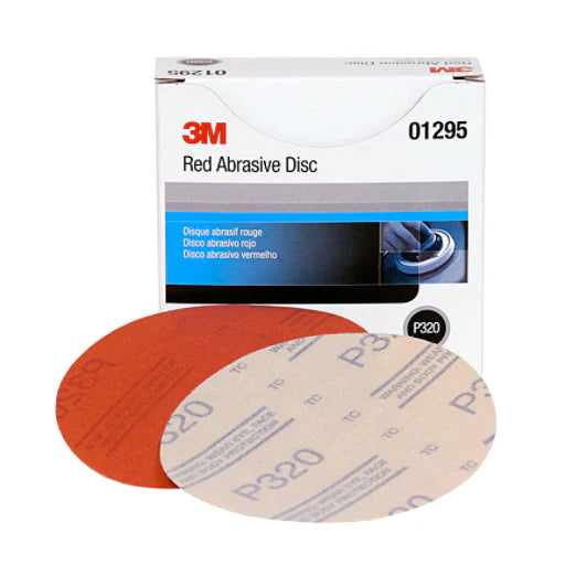 3M™ Hookit™ Red Abrasive Disc, 01295, 5 in, P320, 50 discs per carton, 6 cartons per case