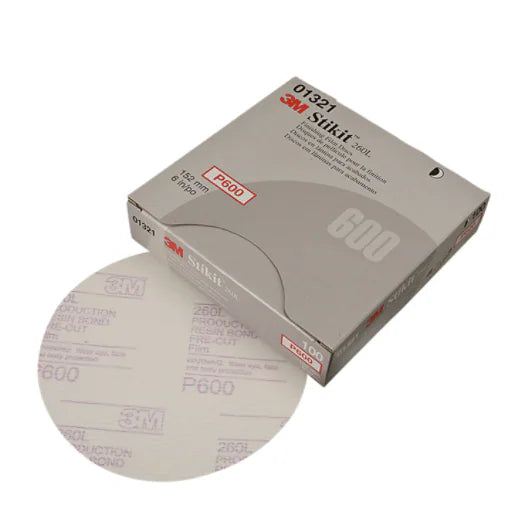 3M™ Stikit™ Finishing Film Abrasive Disc 260L 01321, 6 in, P600, 100 Discs/Carton, 4 Cartons/Case