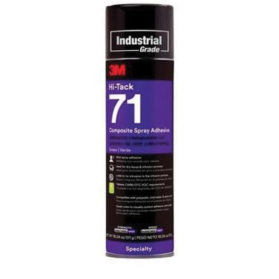 3M Hi-Tack Composite Spray Adhesive 71, Green, 24 fl oz (Net Wt 18.04 oz), 12 Ca - part 14329
