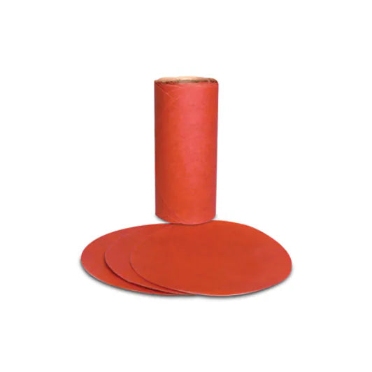 3M™ Red Abrasive PSA Disc, 01610, 5 in, P80, 100 discs per roll, 6 rolls per case