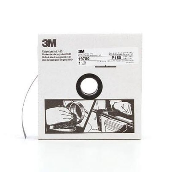 3M Utility Cloth Roll 314D, P150 J-weight, 1 in x 20 yd, 5 ea/Case - part 19780