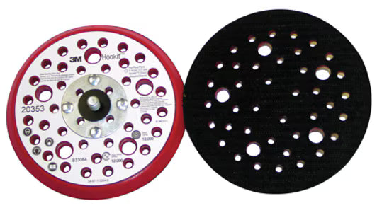 3M Xtract™ Low Profile Back-up Pad, 20353, 5 in x 3/8 in x 5/16 in-24 External, 44 Holes, Red Foam, 10 ea/Case