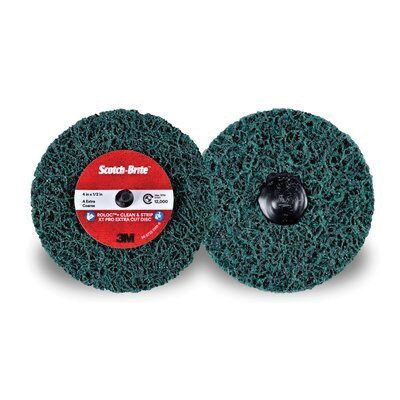 3M Scotch-Brite™ 21555 XC-DR+ Series Clean and Strip Disc, 4 in Dia, Extra Coarse Grade, 12000 rpm, Green - part 21555