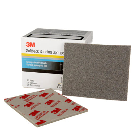 3M™ Softback Sanding Sponge 02606, 115 mm x 140 mm (4 1/2 in x 5 1/2 in), Medium, 20 Sponges/Pack, 6 Packs/Case