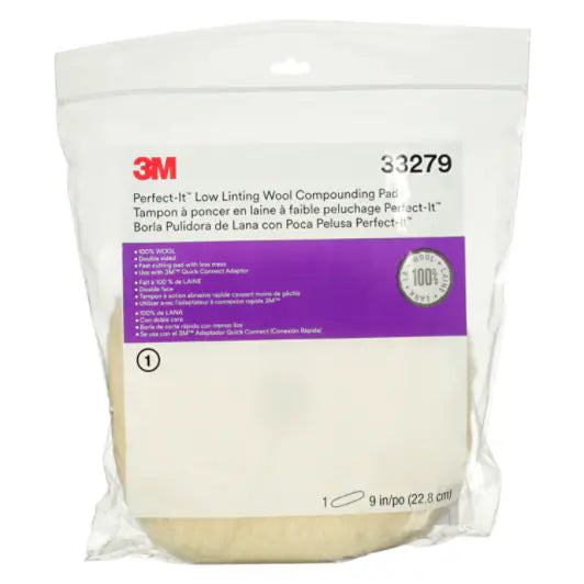 3M™ Perfect-It™ Low Linting Wool Compounding Pad, 33279, 9 in, 6 per case