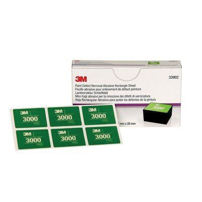 3M 33902 Abrasive Rectangle Sheet, 28 mm W x 37 mm L, 3000 Grit, Fine Grade, Aluminum Oxide Abrasive, Wet/Dry - part 33902