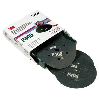 3M 34403 270J Series Flexible Dust Free Abrasive Disc, 6 in Dia, P400 Grit, Hook and Loop, Gray - part 34403
