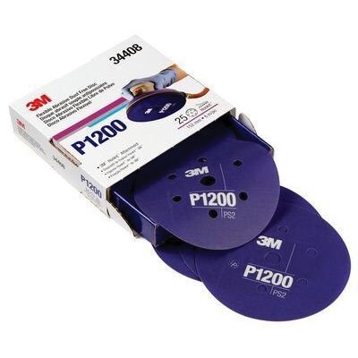 3M 34408 270J Series Flexible Dust Free Abrasive Disc, 6 in Dia, P1200 Grit, Hook and Loop, Purple - part 34408
