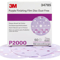 3M™ Hookit™ Finishing Film Disc Dust-Free, 34785, 6 in, 17 Hole, P2000, 50 Discs/Carton, 4 Cartons/Case