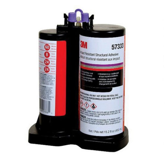 3M 57333 2-Part Impact Resistant Structural Adhesive, 450 mL Cartridge, Thick Paste, Silver Gray, 24 hr Curing - part 57333