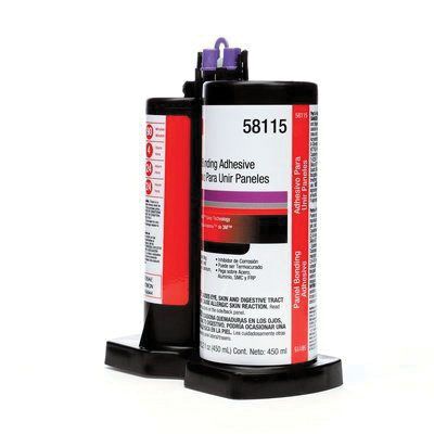 3M 58115 2-Part Panel Bonding Adhesive, 450 mL Cartridge, Viscous Liquid, Black, 1.2, 90 min Application - part 58115