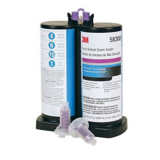 3M 58308 2-Part Heavy Bodied Seam Sealer, 600 mL Cartridge, Paste, Off-White/Black, 60 min Curing - part 58308