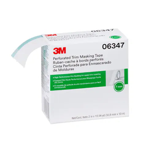 3M™ Perforated Trim Masking Tape, 06347, 7 mm Hard Band, 50.8 mm x 10 m, 6 rolls per case