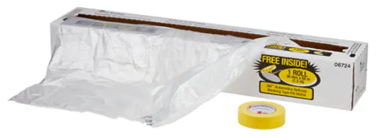 3M™ Plastic Sheeting with 388N Yellow Masking Tape (36 mm), 06724, 16 ft x 400 ft, 1 per case
