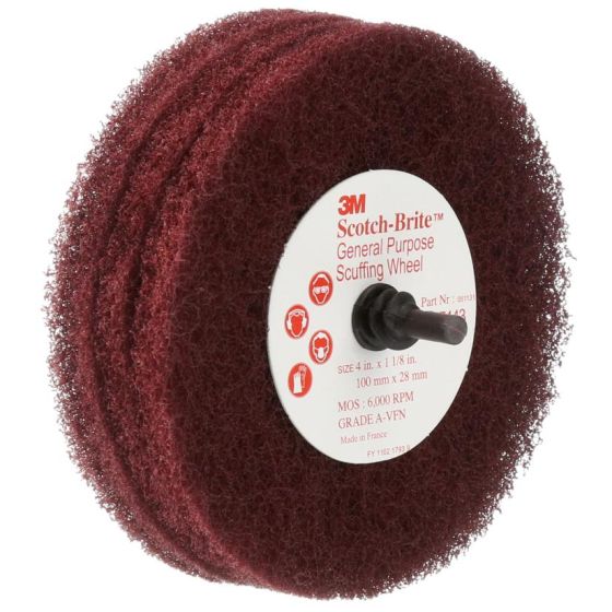 3M Scotch-Brite™ 67430 CF-D4 Series General Purpose Scuffing Wheel, 4 in, Very Fine Grade, Aluminum Oxide - part 67430