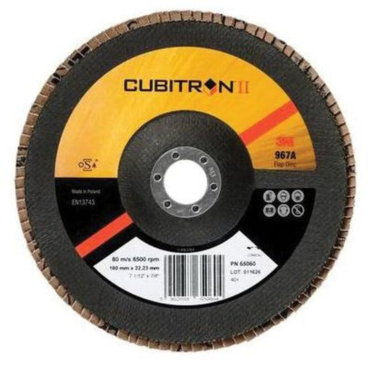 3M Cubitron II Flap Disc 967A, 40+, T27, 5 in x 7/8 in, 10 ea/Case - part 86715